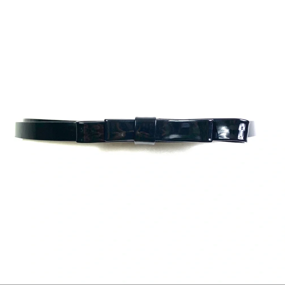 Black Patent Leather Adjustable Bow Belt